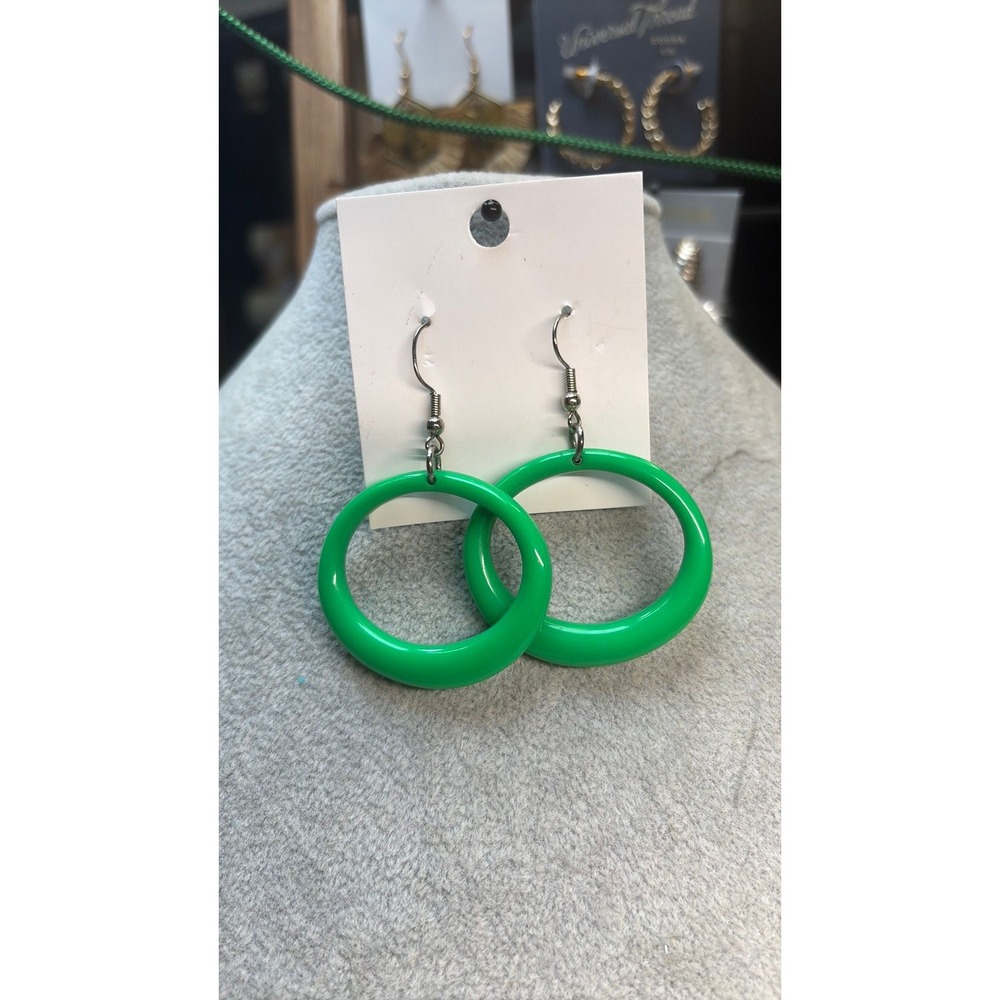 #68. Retro Neon Green Resin Hoop Earrings